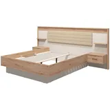 INOSIGN Bettgestell INOSIGN "Modena Liegefläche 160x200cm, FSC-zertifizierter Holzwerkstoff", beige (beige, beige), B:268cm H:115cm L:208,5cm, 92%PES, 8%NY, Betten, Bettgestell, Bettanlage, mit teilgepolstertem Kopfteil