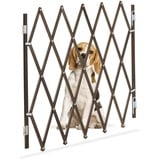 Relaxdays Hundeabsperrgitter, ausziehbar bis 118 cm, 69-82,5 cm hoch, Bambus, Hunde Schutzgitter für Treppe & Tür, braun, L