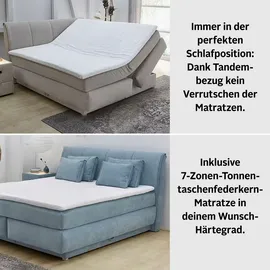 Jockenhöfer Boxspringbett Carla, mit Bettkasten, Kaltschaum-Topper und Zierkissen, grau