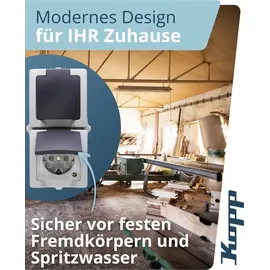 Kopp Feuchtraumsteckdose 2-fach Grau 1 St.