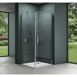 mai & mai Rav36-Plus Duschkabine mit Drehtür 100 x 195 cm Silber Klarglas inkl. Duschtasse