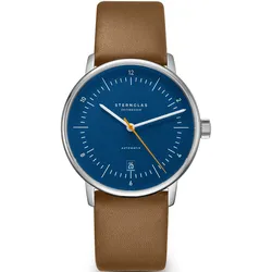STERNGLAS - NAOS AUTOMATIK - blau - orange - Rindleder braun / 38MM