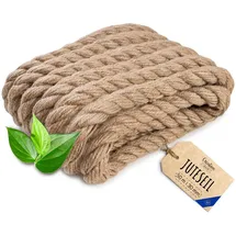 Creative Deco Juteseil Juteschnur | 50m Lang (Personalisierung alle 5m möglich) | 30mm Dickes Seil | Jute Hanfseil Tau Schnur | Gedreht Garn Kordel Naturfaser | Braunes Deko Seil Handlauf DIY Garten