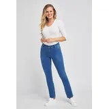 wonderjeans Slim-fit-Jeans "Classic", Damen, Gr. 38, Länge 30, beige (super stone blau), Denim/Jeans, Obermaterial: 87% Baumwolle, 9% Polyester, 4% Elasthan, figurbetont knöchellang, Jeans Slim-fit-Jeans, Klassischer gerader Schnitt