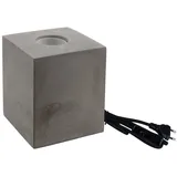 LUXULA Tischleuchte, CUBE, Metall, E27, Zementoptik, Textilkabel mit Schalter
