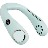 Wiederaufladbarer, Tragbarer, Klingenloser Nackenventilator, 3 Geschwindigkeitsstufen, 360°-drehung, Hellgrünes Digitales Led-display