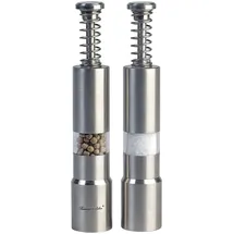 Rosenstein & Söhne Salz- & Pfeffermühle mit Druckknopf-Bedienung, Edelstahl, 2er-Set