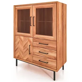 AC ANGEL CERDÁ Highboard 110 x 140 x 50 cm Walnuss / Schwarz