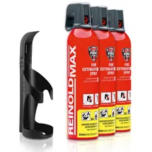 Xenotec Premium Feuerlöschspray – 3 x 750ml – Wandhalter - Stopfire – Autofeuerlöscher – REINOLDMAX – inklusive Wandhalterung schwarz – wiederverwendbar...