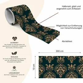Muralo Tapetenbordüre selbstklebend 10 cm x 300 cm 300 g Beige/Braun/Schwarz