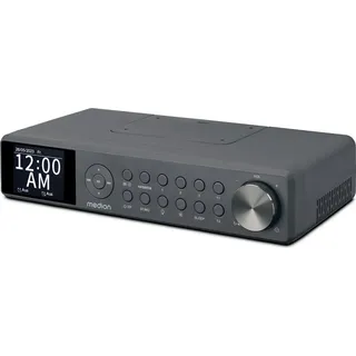 MEDION P66750 Küchen Unterbauradio (DAB+ Küchenradio, PLL UKW Radio, dimmbares TFT Farbdisplay, Koch Timer, Bluetooth, LED Leiste, inkl. Montagem... - Grau
