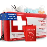 KFZ Verbandstasche nach aktueller Norm 2025 inkl. Beatmungstüchern - KFZ Verbandskasten europaweit nutzbar - Erste Hilfe Set Verbandkasten DIN 13164:2022 (StVO konform)