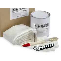 Glasfaser Reparaturkit VOCA Style Fiberglas Epoxyd Katalysator Pinsel und Handschuhe