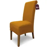 SCHEFFLER-Home 4X Stuhlhussen Stretch Emma/elastische Stuhlhussen Kupfer-Braun 4er Set/Stuhlhussen Baumwolle als Stuhlabdeckung/Stuhlhussen Schwingstühle/Stuhl Hussen Stretch als Stuhlüberzug