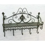 DanDiBo Ambiente DanDiBo Wandgarderobe Metall mit Ablage 60 cm Kleiderhaken Wandregal Garderobe Vintage -