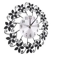 Moderne Metallwanduhr, Runde Blume förmige dekorative Uhr, schwarzes Aluminium, 14.5 Zoll, geräuschlos, für Zuhause, Büro, Küche und Esszimmer
