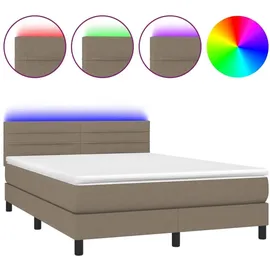 vidaXL Boxspringbett mit Matratze & LED Taupe 140x200 cm Stoff