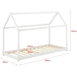 [en.casa] Kinderbett Netstal 80 x 160 cm Kiefer weiß