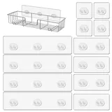 Dreamark Dusch-Klebehaken Ohne Bohren, 12 Stück Starke Transparente Klebehaken Wasserdicht für Duschregal, Seifenhalter, Badregal & Eckregal in der Küche- Keine Löcher für Küche & Bad