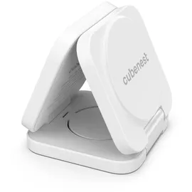 CubeNest 3in1 Faltbares Magnetisches Kabelloses Ladegerät E310, Compatible for MagSafe | Kompatibel Für iPhone 12/13/14/15/16, Apple Watch - Weiß