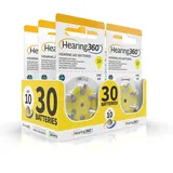 Hearing360 Hörgerätebatterien PR70 Größe 10, Quecksilberfreie Batterien extra lange Lebensdauer und Zuverlässigkeit (5 Blisterverpackung, 30 Batterien)