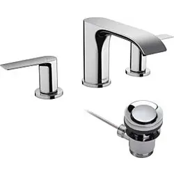 hansgrohe Vivenis Waschtisch-3-Loch-Armatur 75033000 mit Zugstangen-Ablaufgarnitur, chrom