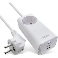 InLine USB Netzteil, 65W Ladegerät, 2x USB-C, 1x USB-A, mit Schutzkontaktbuchse