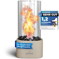 GLANZFEUER® Tischkamin - Premium Bio Ethanol Tischkamin - Tischfeuer Outdoor & Tischfeuer Indoor - Hochwertiger Bioethanol Tischkamin Outdoor für besonderes Ambiente - Tisch Feuer Ethanol Kamin