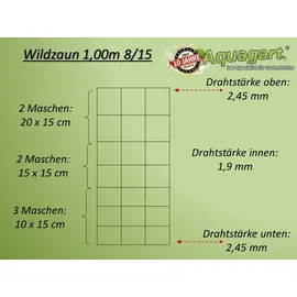 Aquagart 100m Wildzaun Forstzaun Knotengeflecht Weidezaun Drahtzaun 100/8/15 Schwer