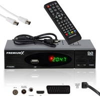 PremiumX Kabel-Receiver DVB-C FTA 530C Digital FullHD TV Auto Installation USB Mediaplayer SCART HDMI inkl. Antennenkabel