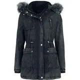Black Premium by EMP Damen dunkelgraue Winterjacke mit kuschelig warmen Teddyfell XXL - XXL