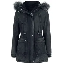 Black Premium by EMP Damen dunkelgraue Winterjacke mit kuschelig warmen Teddyfell XXL - XXL