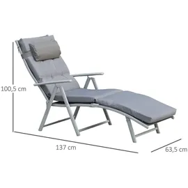 Outsunny Sonnenliege 137 x 63,5 x 101 cm Grau
