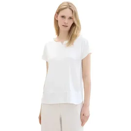 Tom Tailor Fabric Mix Kurzarm-T-Shirt Whisper White XL