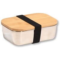 KESPER | Lunchbox, Material: Metall, Bambus, Maße: 17,5 x 6,5 x 12,4 cm, Farbe: Silber, Braun |18020