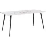 BELIANI Esstisch Weiß / Schwarz aus Spanplatte und Metall in Marmoroptik Wohnzimmer Esszimmer Salon Küche Rechteckig Minimalistisch Modern - Weiß/Schwarz