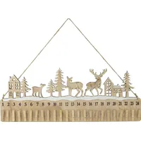 Adventskalender mit 24 Klammern | Holz Natur | Winterlandschaft | 46×17,5×0,5 cm | 13193 - Braun