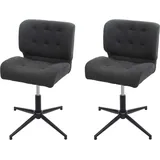 2er-set Esszimmerstuhl Hhg-442, Drehstuhl Küchenstuhl, Höhenverstellbar Drehbar Stoff/textil Dunkelgrau, Fuß Schwarz
