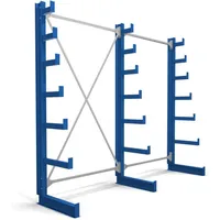 Stier Kragarmregal einseitig 2 Felder mit 6 absteigenden Ebenen 2600x2000x500mm enzianblau