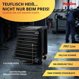 Mephisto Werkzeugwagen Carbon/Chrom/Stahl schwarz 9 Schubladen bestückt