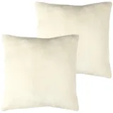 BestLivings Kissenhülle Kuschel Kissenbezug mit Reißverschluss 60 x 60 cm Champagner 2er Pack)