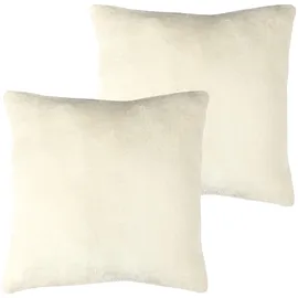 BestLivings Kissenhülle Kuschel Kissenbezug mit Reißverschluss 60 x 60 cm Champagner 2er Pack)