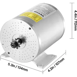 Vevor 2000 W elektrischer bürstenloser Gleichstrommotor-Bausatz – 48 V 4300 U/min 4,8 Nm Elektromotor mit verbessertem Drehzahlregler, Ideal für Go Karts E-Bike Motorrad Roller
