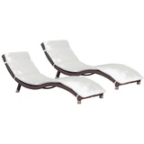 Lomadox Sonnenliegen Relaxliege Liege Gartenliege Balkonliege coffee Auflagen beige,