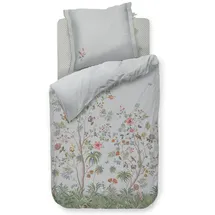 Pip Studio Il Paradiso Hellblau Perkal Bäume Blüten Sträucher Schmetterlinge Vögel Früchte, Größe:135 cm + 80x80 cm