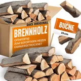 Brennholz Buche 30 kg | Trockenes Kaminholz 33 cm | Ofenfertig | Hartholz für Kamin, Ofen & Grill | Hochwertiges Feuerholz | Sauber verpackt & sofort verwendbar