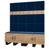 ABIKS MÖBEL Garderoben-Set ARTIN Set 3 Garderobe mit gepolsterten Paneelen, Industriell Design blau