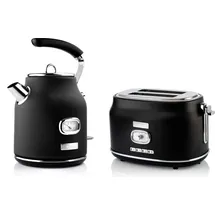 Westinghouse Retro Frühstücks-Set schwarz 2-tlg. mit 2-Schlitz Toaster