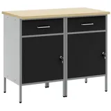 vidaXL Werkbank Werkstattschränke 2 Stk. Schwarz und Grau Holzwerkstoff Stahl, (2-tlg) schwarz 55 cm x 100 cm x 85 cm