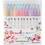 Pentel SESW30C-24, Brush Sign Pen Twin, farbig sortiert, 2 Pinselspitzen flexibel 24 Stück
